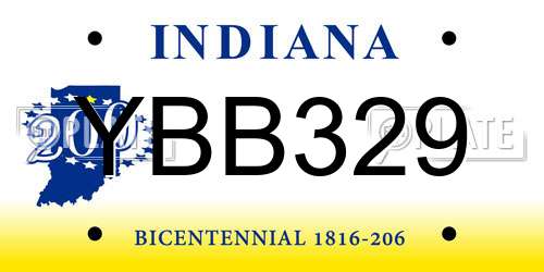 YBB329 Indiana License Plate