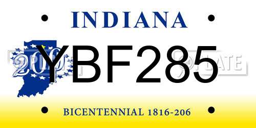 YBF285 Indiana License Plate