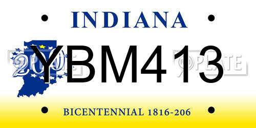 YBM413 Indiana License Plate