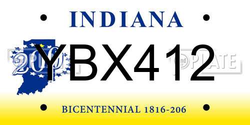 YBX412 Indiana License Plate