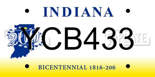 YCB433 Indiana License Plate
