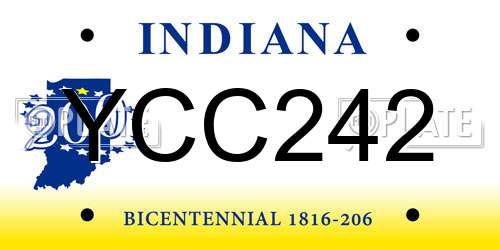 YCC242 Indiana License Plate