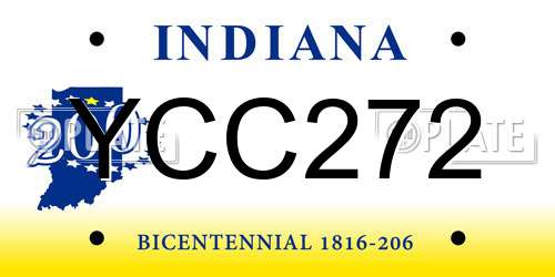 YCC272 Indiana License Plate