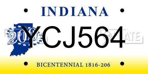 YCJ564 Indiana License Plate