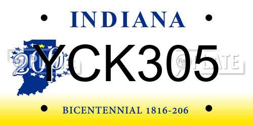 YCK305 Indiana License Plate