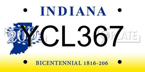 YCL367 Indiana License Plate