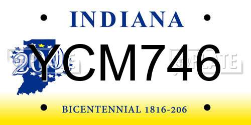 YCM746 Indiana License Plate