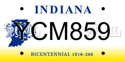 YCM859 Indiana License Plate