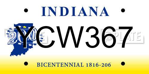 YCW367 Indiana License Plate