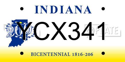 YCX341 Indiana License Plate