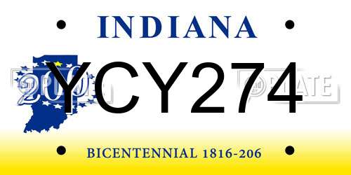 YCY274 Indiana License Plate