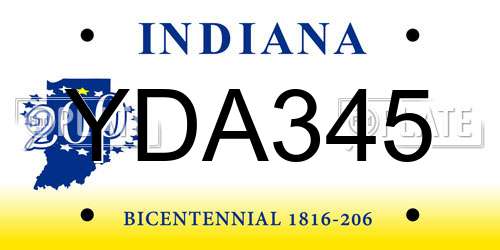 YDA345 Indiana License Plate