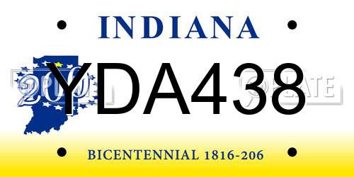 YDA438 Indiana License Plate
