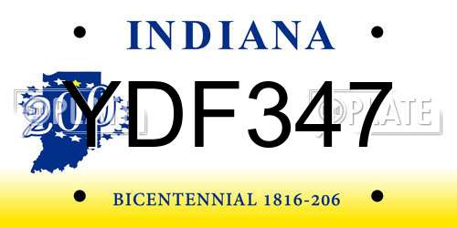YDF347 Indiana License Plate
