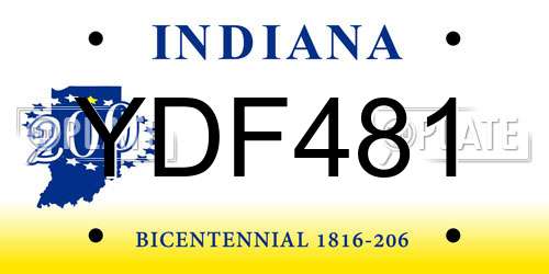 YDF481 Indiana License Plate