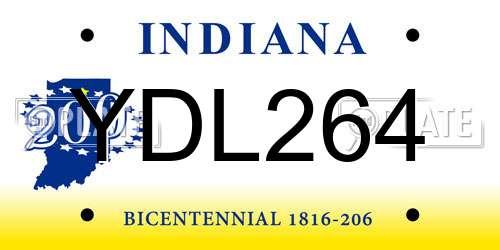 YDL264 Indiana License Plate