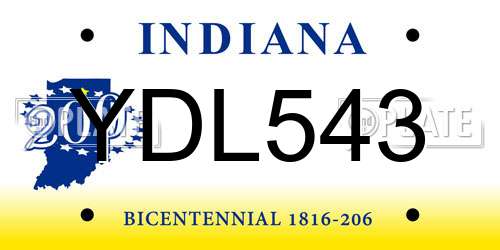 YDL543 Indiana License Plate