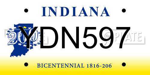 YDN597 Indiana License Plate