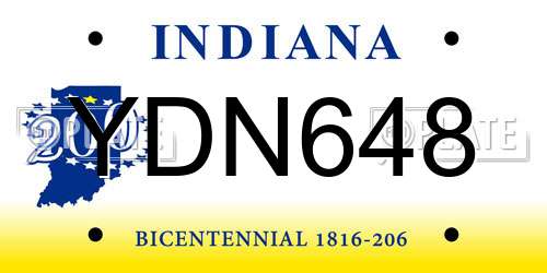 YDN648 Indiana License Plate