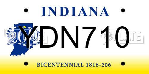 YDN710 Indiana License Plate