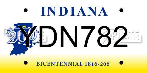 YDN782 Indiana License Plate