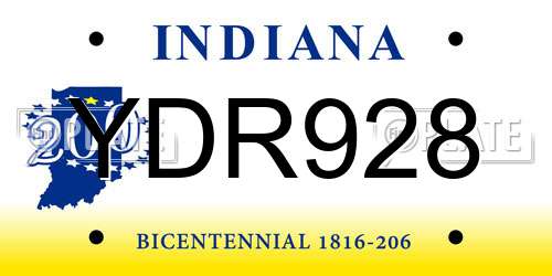 YDR928 Indiana License Plate