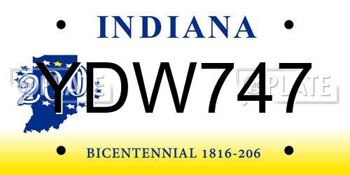 YDW747 Indiana License Plate