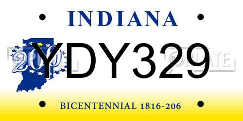 YDY329 Indiana License Plate