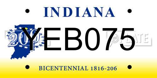 YEB075 Indiana License Plate