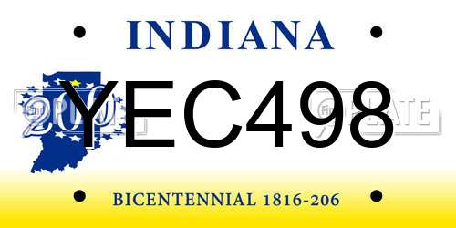 YEC498 Indiana License Plate