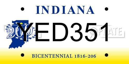 YED351 Indiana License Plate