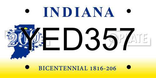 YED357 Indiana License Plate
