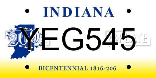 YEG545 Indiana License Plate