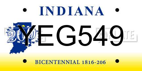 YEG549 Indiana License Plate