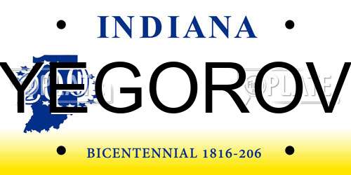 YEGOROV Indiana License Plate