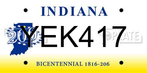 YEK417 Indiana License Plate