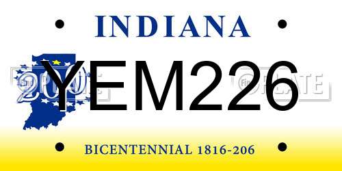 YEM226 Indiana License Plate