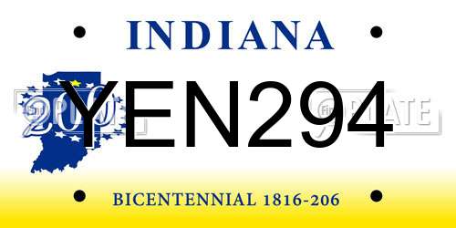 YEN294 Indiana License Plate