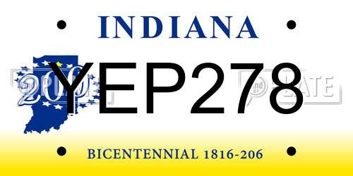 YEP278 Indiana License Plate