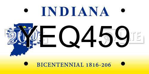 YEQ459 Indiana License Plate