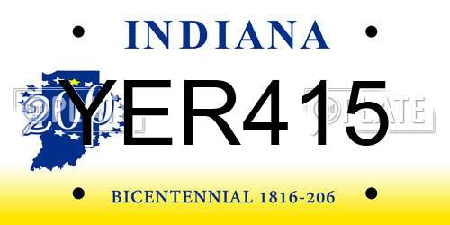 YER415 Indiana License Plate