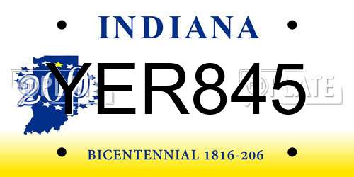 YER845 Indiana License Plate