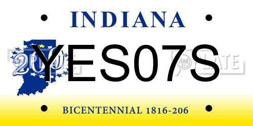 YES07S Indiana License Plate