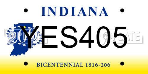 YES405 Indiana License Plate