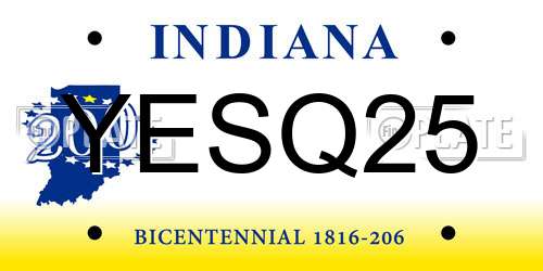 YESQ25 Indiana License Plate