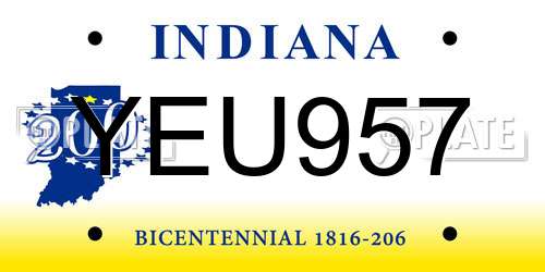 YEU957 Indiana License Plate