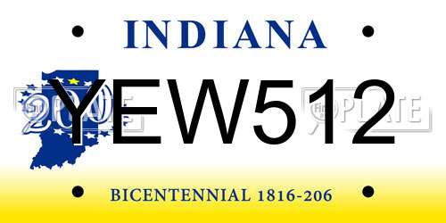 YEW512 Indiana License Plate