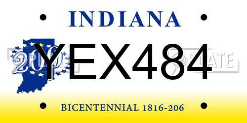 YEX484 Indiana License Plate
