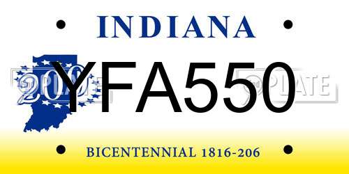 YFA550 Indiana License Plate