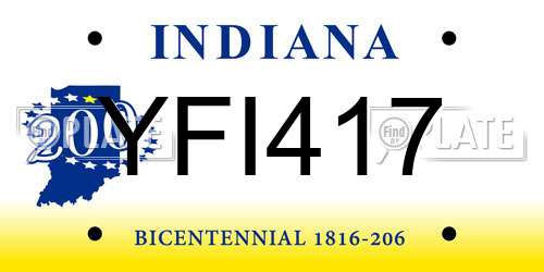 YFI417 Indiana License Plate